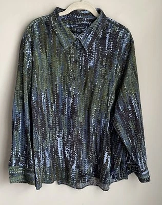 Blusa Westbound Mujer Verde Manga Larga Sin Arrugas Abotonada Talla Grande 3X Foto 1 de 4