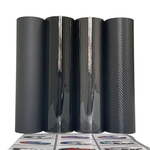 3D Carbon Fiber Vinyl Wrap Film Glossy Black Matte Black Self Adhesive Vinyl Car - Picture 1 of 26