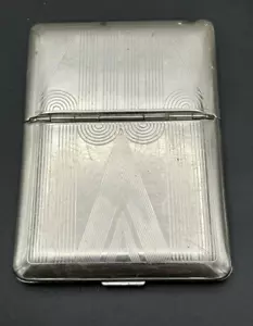 Custodia per sigarette Richard noce color argento ART DECO compatta/trucco specchio combinazione - Foto 1 di 21