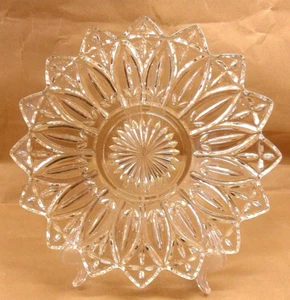 FEDERAL GLASS CO. VINTAGE PLATTE BLÜTENBLATTMUSTER 11 1/2" KLARGLAS NEUWERTIG! - Bild 1 von 4