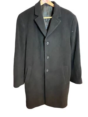 Hathaway Platinum Black Long Men’s Wool Cashmere 3 Button Coat Sz 42R - Image 1 of 4