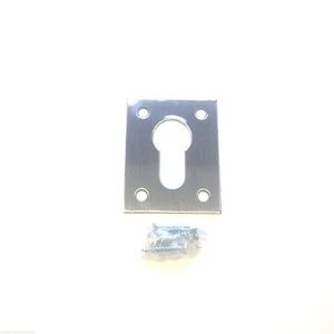 Rectangle Satin Stainless Escutcheon EURO Keyhole Cover Repair FlatPlate-44x57mm - Picture 1 of 1