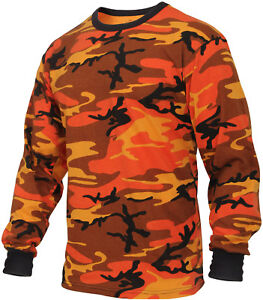 Camo Long Sleeve T-Shirt Tactical Military Crew Tee Undershirt Army Camouflage