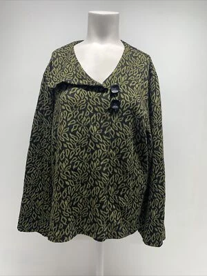 Habitat Sweater Knit Pullover V-Neck Long Sleeve Top Shirt Floral Green L Large - Image 1 of 4