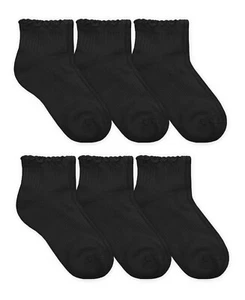 Jefferies Socks Girls School Seamless Ruffle Rib Cotton Sport Ankle Socks 6PK - Picture 1 of 14