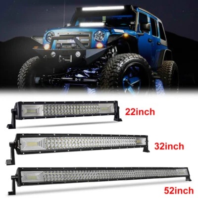22''/32''/52'' LED Light Bar Flood Spot Combo Offroad ATV 4WD Truck Work Driving - Image 1 of 4