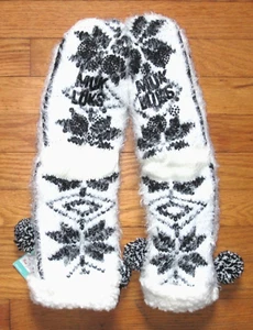 NUEVO CON ETIQUETAS Para mujeres Muk Luks Imitación Piel Forrada Felpa Marfil Zapatilla Calcetines Talla L/XL - Imagen 1 de 4