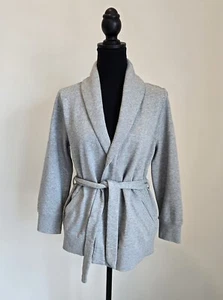 J Crew Women's Antique Fleece Gray Cardigan Size M Waist Tie Grey Pockets - Picture 1 of 10