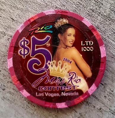 $5 RIO Miss Rio Contest 2004 Casino Chip - Las Vegas, Nevada **LTD 1000** Foto 1 de 2