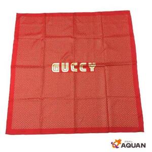 Gucci Sega Large Scarf polka dots pattern Red Silk 90x90cm Vintage
