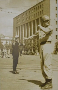 Post WW2 Occupied Japan Military Police RPPC Post Card Directing Traffic - Picture 1 of 3