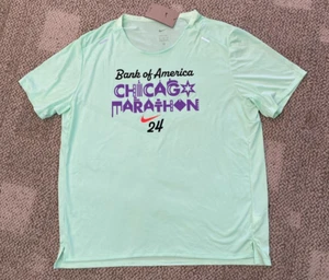 Nike Running Shirt Top T-Shirt Chicago Marathon 24 FV6329-376 Green Men's XL - Picture 1 of 2