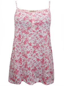 Ellos Palm Print Button Front Cami Top(PINK) - Picture 1 of 3