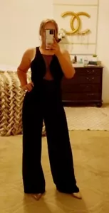 NEU MIT ETIKETT BCBG MAXAZRIA ZOEE TIEFER V-AUSSCHNITT DURCHSICHTIG WEITES BEIN JUMPSUIT GRÖSSE 2 $ 268 - Bild 1 von 13