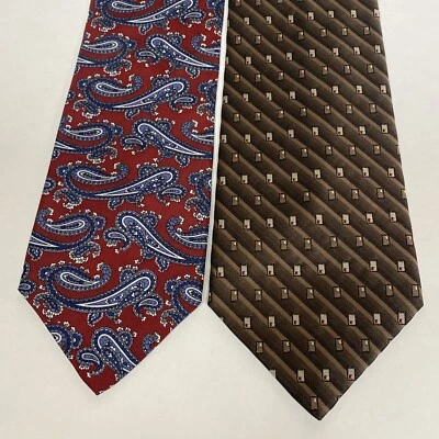 Lot Of 2 Neck Ties Bert Pulitzer J Ferrar Men's Tie Geometric PAISLEY Vintage D3 - Image 1 of 4