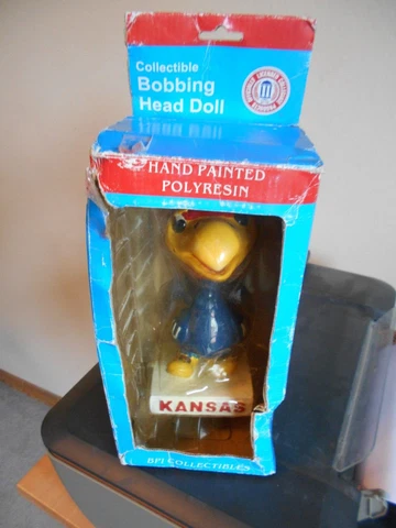 KANSAS JAYHAWKS college mascot BOBBLEHEAD by BPI 1990's first of mascot? Cover