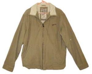 Billabong Mens XL Y2K Jacket Beige Corduroy Zip Bomber Sherpa Lined Distressed - Picture 1 of 6