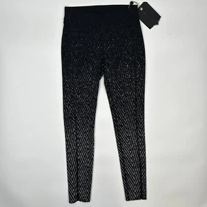 Rag & Bone Active Lawson Chevron Leggings Cropped Ankle Zip Size XS Black White - Picture 1 of 9