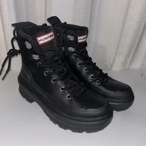 Botas negras impermeables de combate de cuero Hunter Rebel Explorer nuevas con etiquetas - para mujer 6 - - Imagen 1 de 8