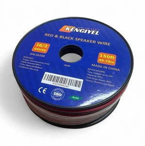 Cavo Altoparlante 16 Gauge 150FT 2 Conduttori Rosso Nero Cavo Rame Rivestito Alluminio - Foto 1 di 6