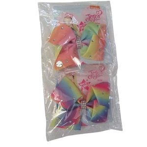 Nickelodeon Jojo Siwa Bows 4" Rainbow with Rhinestones - 2 Pieces - New & Sealed - Picture 1 of 7