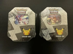 Pokemon TCG: 25th Anniversary Tin Set X2 - Lance's Charizard V & Dark Sylveon V - Picture 1 of 2
