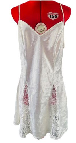 UNDERCOVER Abito slip camicia Victorias Secret vintage etichetta oro avorio M camicia da notte pizzo da sposa