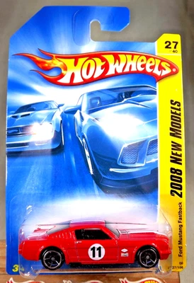 2008 Hot Wheels #27 New Models 27/40 FORD MUSTANG FASTBACK Red Variant wBlkOH5S - Image 1 of 4