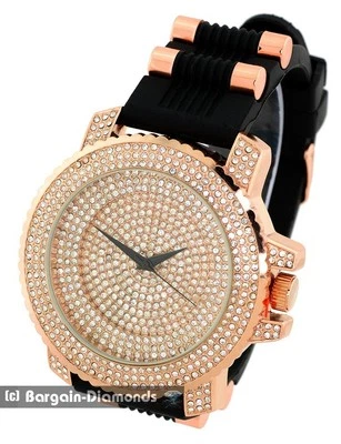 Reloj Hombre Big Rose Circonita Clubes Éxito Cuadrante Circonita Negra 11" Correa Deportiva Bala Foto 1 de 4