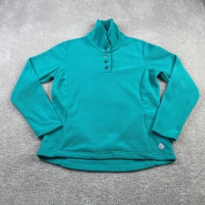Sahalie Butterfleece 毛衣女式中号蓝色青蓝色羊毛按扣套衫 — 第 1/4 张图片