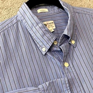 J Crew Shirt Mens Large Blue Striped Tailored Fit Button Down Long Sleeve - Picture 1 of 6