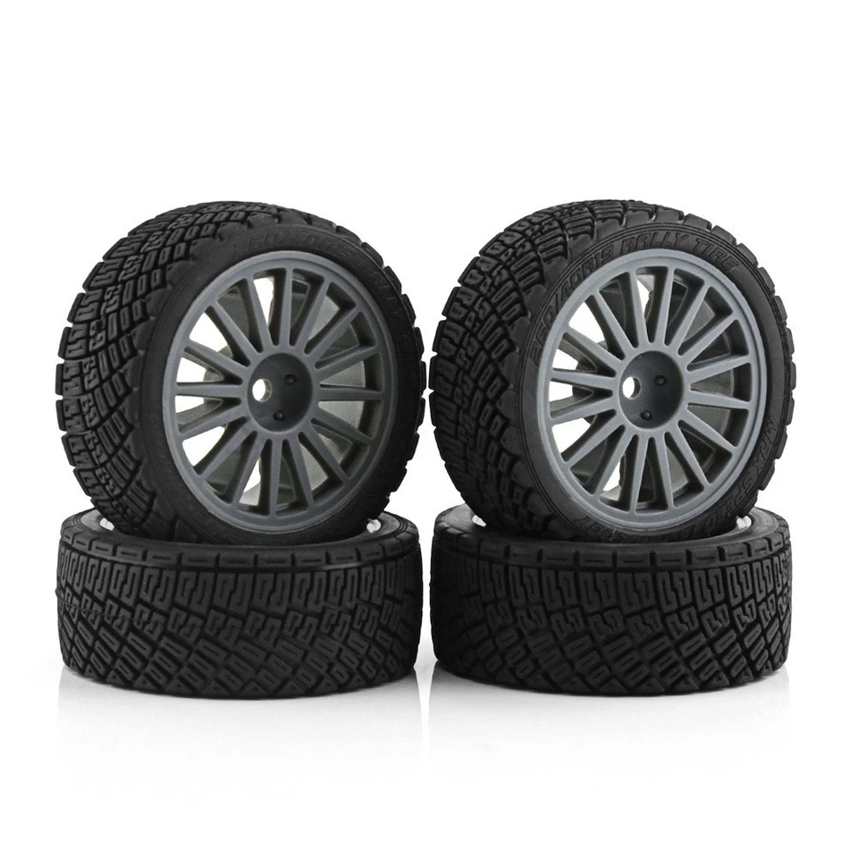 4PCS Rally Car Tyre Drift Wheel Tires for HPI Kyosho Tamiya 1/10 WRC TT02 XV01 - Image 1 of 4