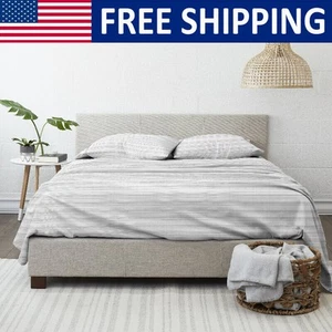 Grau verwittert Streifen 4 Stück 100 % Baumwolle Flanell tiefe Taschen Lakenset Queen USA - Bild 1 von 7