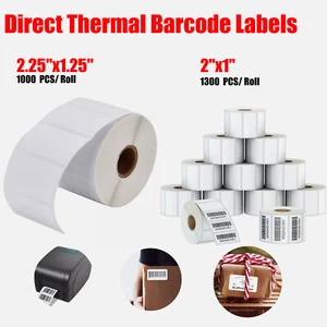 2.25"x1.25"/ 2"x1" Direct Thermal Barcode Labels For Zebra LP2824 ZP-450 - Picture 1 of 9