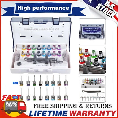 ELABPAL Dental Universal Implant Prosthetic Kit Torque Wrench Screw Drivers Remover+ Box