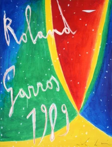 Original Vintage Tennis Poster by De Maria 1989 for French Open Roland Garros - Picture 1 of 1