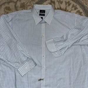 Stafford Travel Men Plaid Sz 20 34/35 Performance Super Shirt Cotton Blend