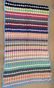 Crochet Afghan Blanket Colorful Rainbow Handmade 39x65 Baby Throw - Picture 1 of 4