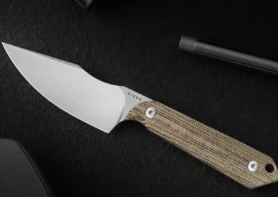 Kizer Cutlery Harpoon Fixed Knife 3" Stonewash AEB-L Steel Blade Micarta Handle - Image 1 of 4