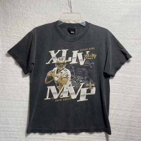 Reebok Drew Brees Shirt Adult Small Black Shirt Sleeve Pullover Crew Neck Black Cover