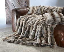 Noble Premium Fur Blanket from fur fabric Wolf Grey-Brown 170x220cm