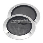 2pcs 4" inch Car Speaker Cover Decorative Circle Metal Grille Mesh Chrome Plated
