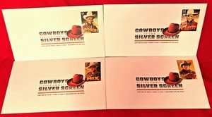 4 First Day Issue Envelope Stamp Silver Screen Cowboys Roy Rogers Gene Autry Mix - Picture 1 of 5