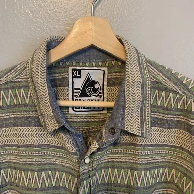 Красивая гигантская рубашка мужская XL многоцветная юго-западная геометрическая жемчужная застежка - Изображение 1 из 4