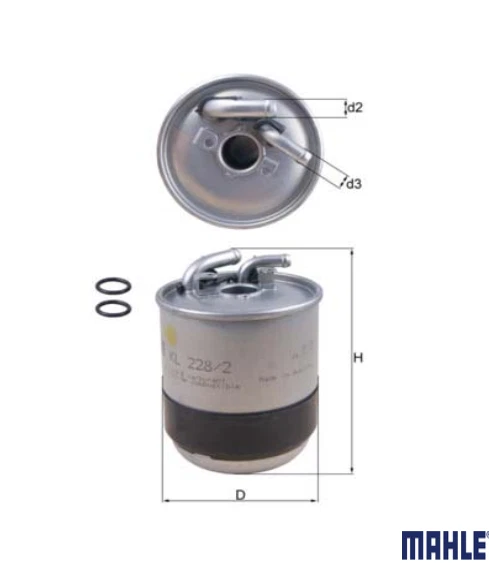 Filtro de combustible Mahle Kl228/2d para Chrysler Jeep Mercedes-Benz Mitsubishi Smart Foto 1 de 2