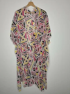 Cato Womens Kimono Multicolor Abstract Print Sheer Open Front One Size Fits Most - Picture 1 of 8