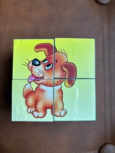 Cute Wooden Animal Puzzle Cubes – 6-in-1 Picture Block Set for Toddlers - Picture 1 of 6