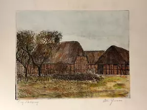 Albert Jensen (Elmstedt) Casa de campo de arte original Jylland, Dinamarca fi... - Imagen 1 de 12