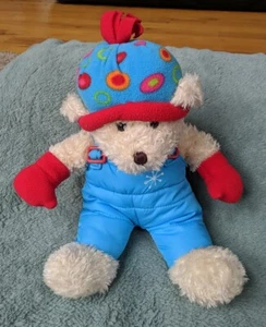 DAN DEE Vintage Teddy Bear Winter Plush Snowsuit Ski Pants Mittens Hat - Picture 1 of 11