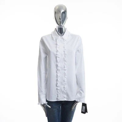 SAINT LAURENT 1290$ White Ruffled Shirt - Poplin Cotton - Image 1 of 4